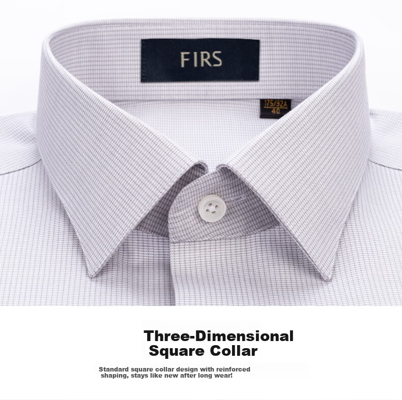 Shanshan [200-Thread Mulberry Silk DP Non-Iron] Men's Long Sleeve High-End Luxury Shirt Light Gray Houndstooth 43 7