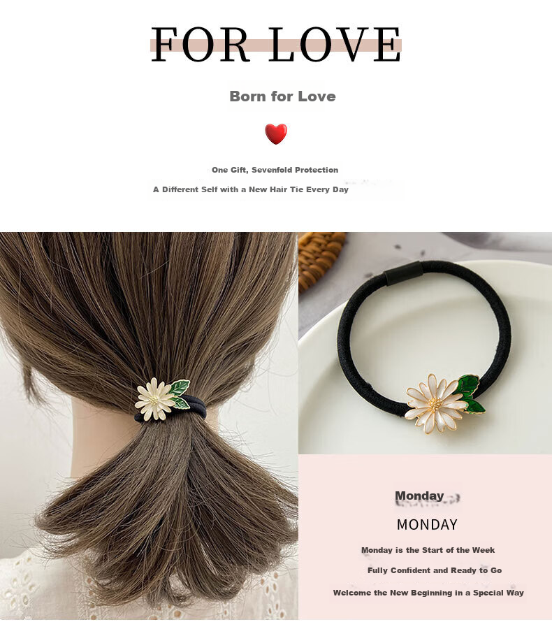Dijing Weekly Hair Tie Hair Accessory Elastic Band Practical Wife Hair Ornament Gift Box Children's Birthday Present for Girls 4