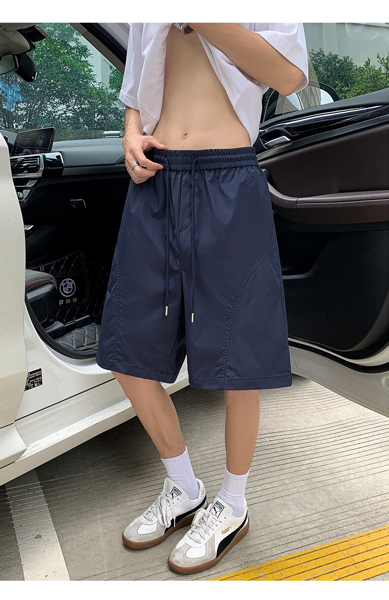 CLOR American Quick-Dry Angled Cut Shorts Men Summer Thin Casual Loose Trendy Brand Five-Point Pants DK02 Navy Blue 2XL 9