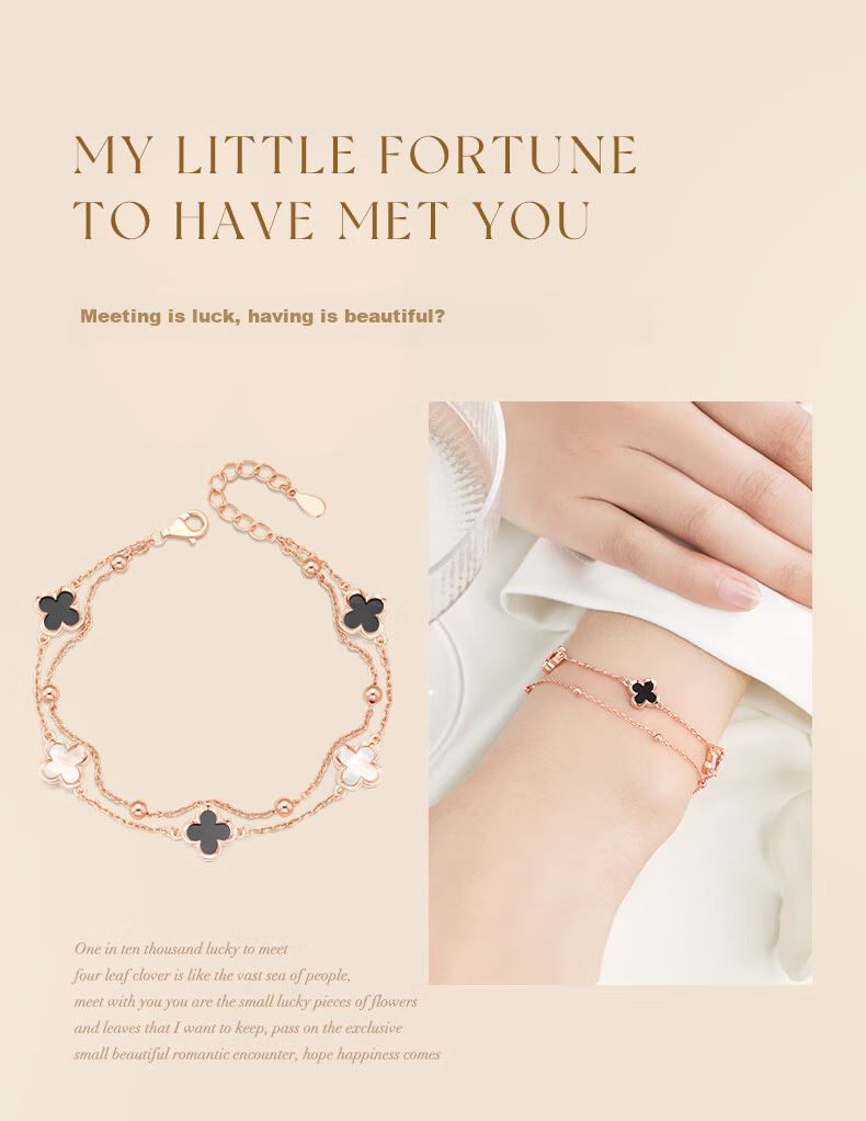 GLTEN Four-Leaf Clover Sterling Silver Bracelet for Women 2026 New Luxury High-End Jewelry Birthday Gift for Girlfriend Wife 2