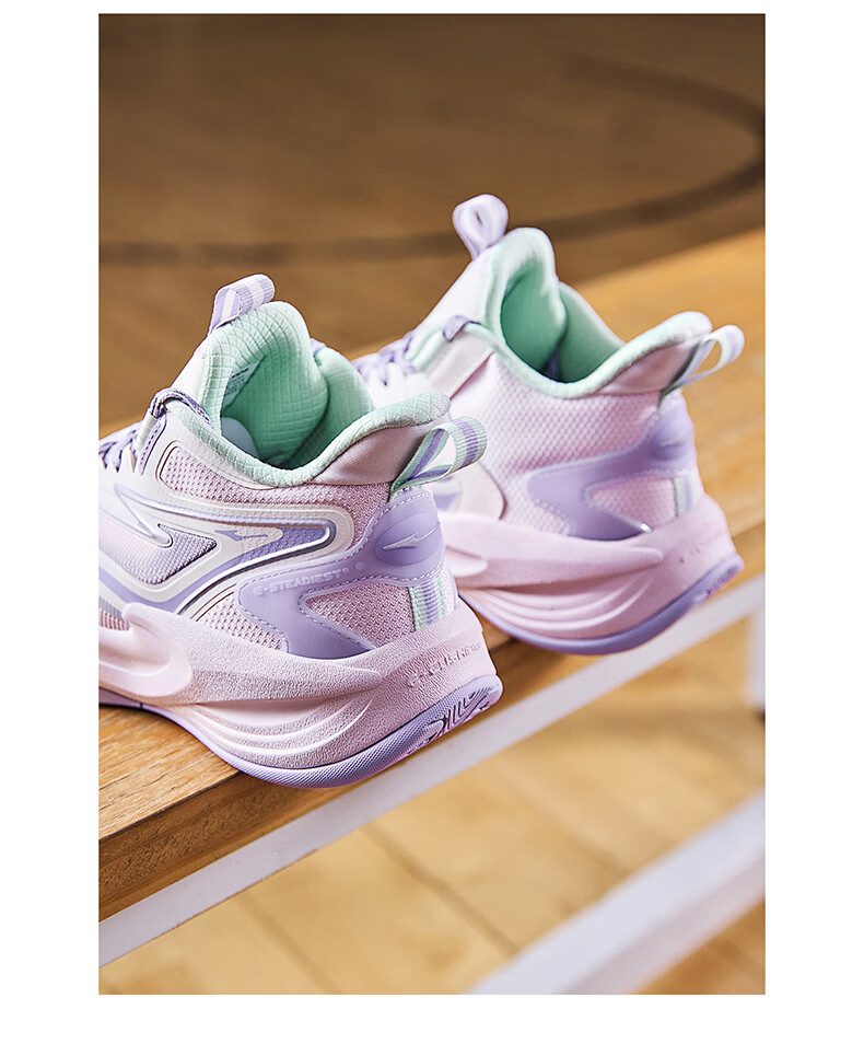 ERKE Kids Mesh Tennis Shoes Boys and Girls Children's Cushioned Lace-up Basketball Shoes Dawn Pink/Microcrystalline White/Wisteria Purple Size 36 13