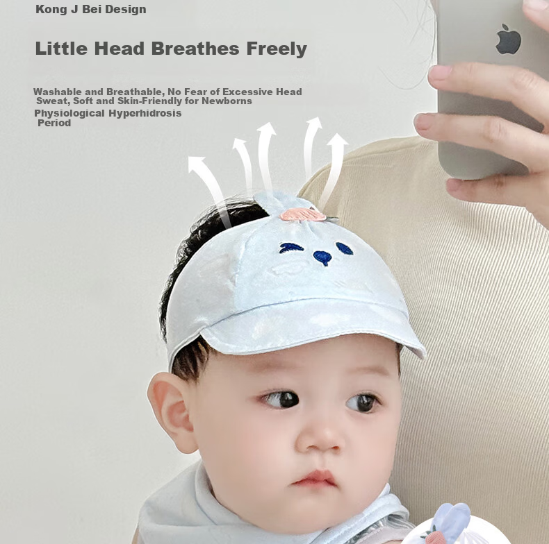 Benaxi Baby Summer Thin Hat Breathable Infant Boys Girls Soft Cotton Cap Newborn Fontanelle Protection Hat Open Top 9