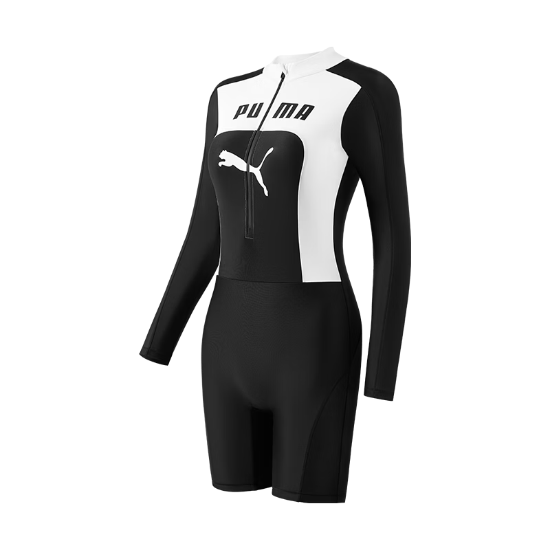 PUMA Women's Long Sleeve One-Piece Swimsuit UV Protection High Neck Antibacterial Slim Fit Swimming Pool Spa Use