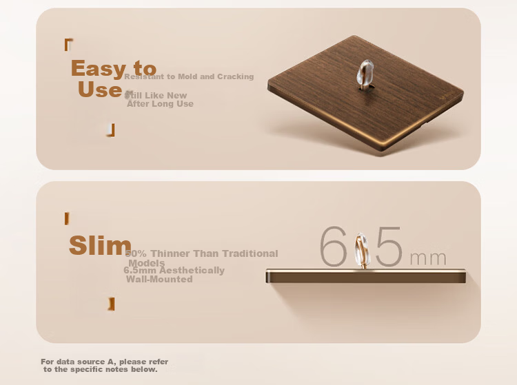 BULL Vintage Switch Socket Acrylic Ultra-thin Panel Five-hole 10A+16A G70Z227 Walnut Color 3