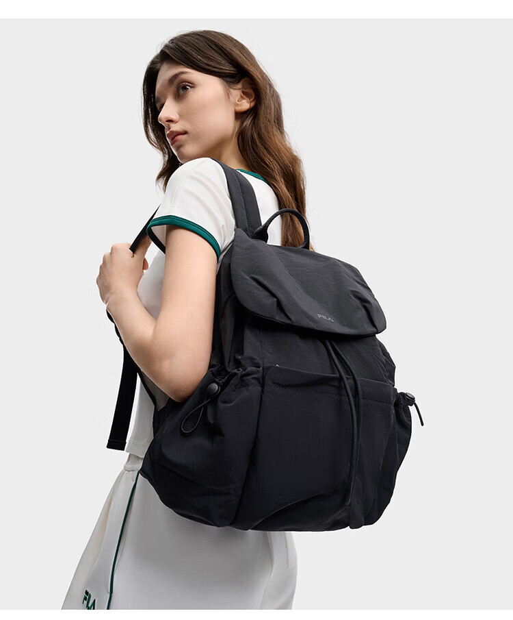 FILA Han So-hee Style Official Women's Summer Macaron Multi-Pocket Backpack School Bag Casual Bag 24