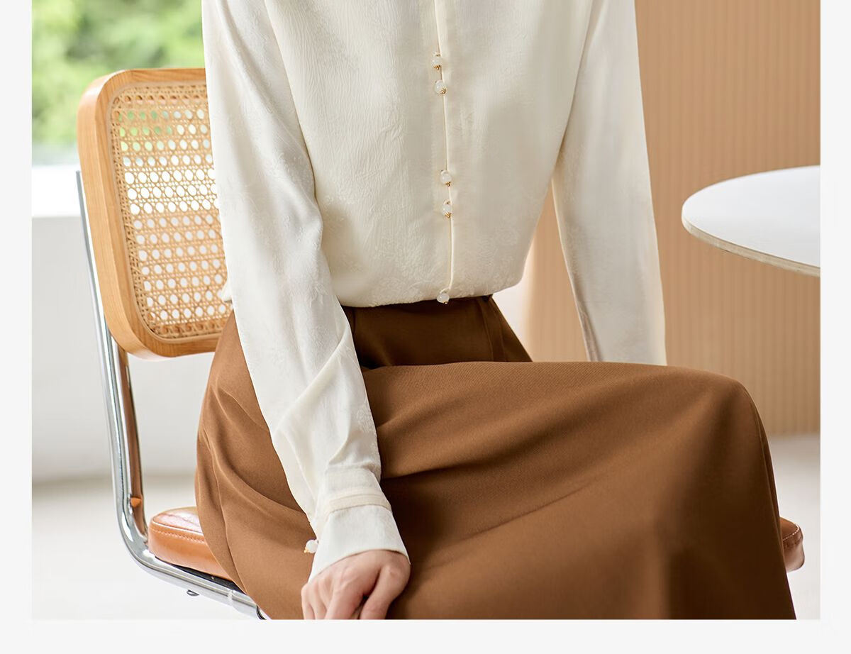 Chushen Spring And Autumn New Chinese-Style Long-Sleeve Shirt for Women, Suitable for New Year's Party Outfit, Oriental Minimalist Luxury Style Blouse Top S143C2003 2