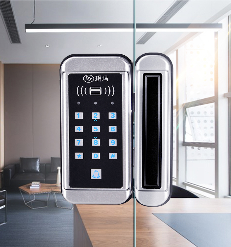 玥玛玻璃门密码锁办公室门禁锁双开门遥控电子锁740-znbl-9003-swk-y