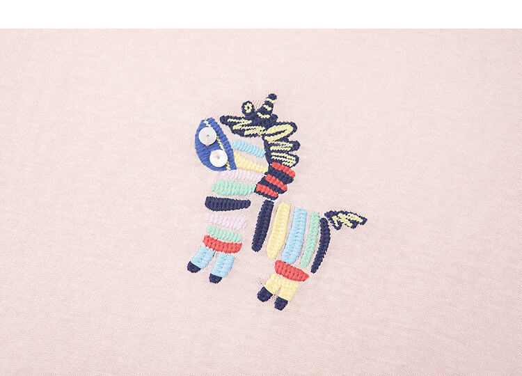 Demana [with Lyocell Cotton] Summer Fresh Sweet Little Horse Embroidery Round Neck Short Sleeve Slim Fit Designer Women's T-Shirt 16