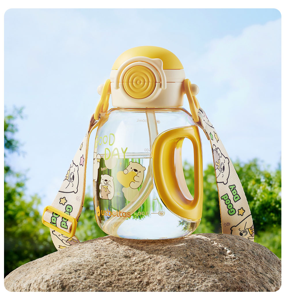 Beitais TonTon Bucket Children's Straw Cup Baby Direct Drinking Kindergarten Water Bottle Spring Summer Outing 2 Years PPSU Soft Cloud Blue 27