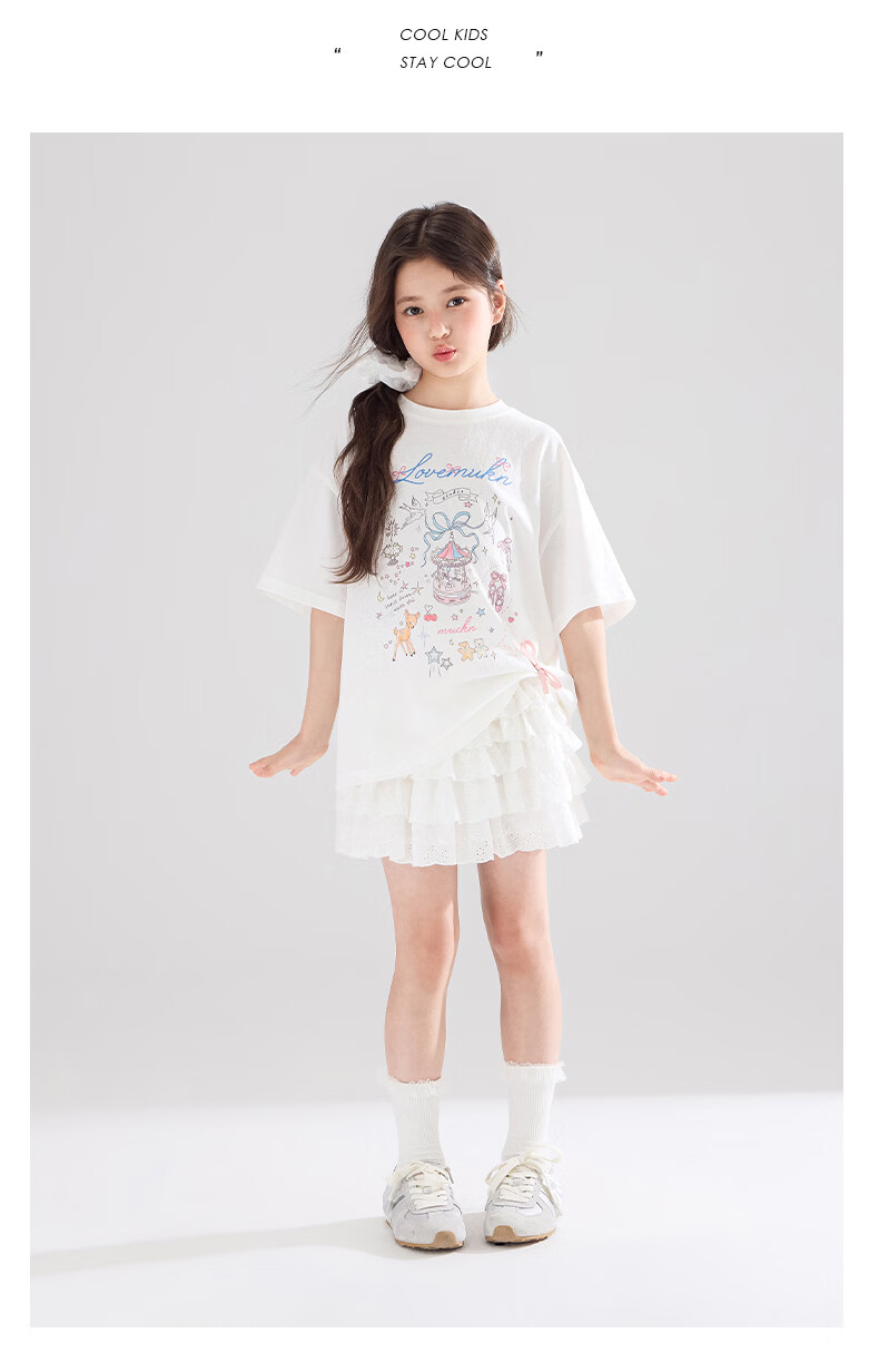Mucmukn Wish Fairy Snowflake Soft Cotton Loose Hand-Painted Print Short Sleeve T-Shirt Summer Girls' Tee New 15