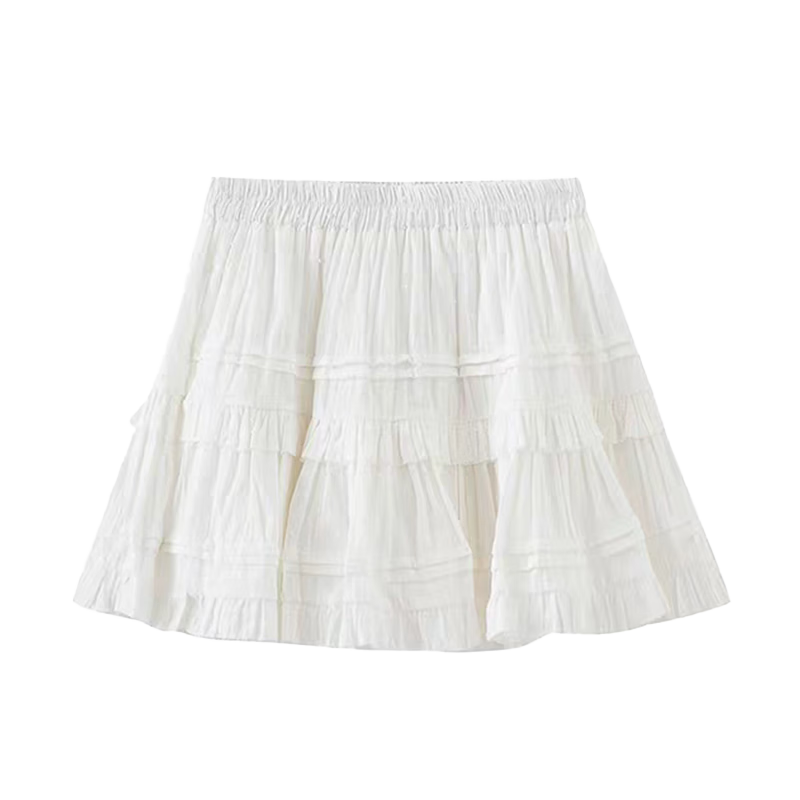 Borui Lace Short Skirt Women's Spring Summer 2026 New Puff Cake Skirt A-Line Ballet White Half Skirt