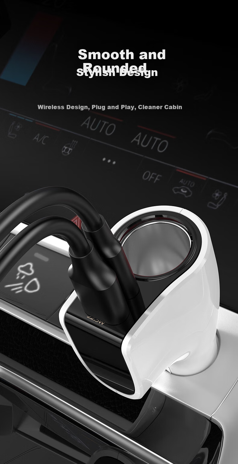 PISEN 65W Car Charger Dual-Port Fast Charging Cigarette Lighter Adapter for Apple 17, Huawei, Xiaomi, Dash Cam, Multi-Function Car Charger 10