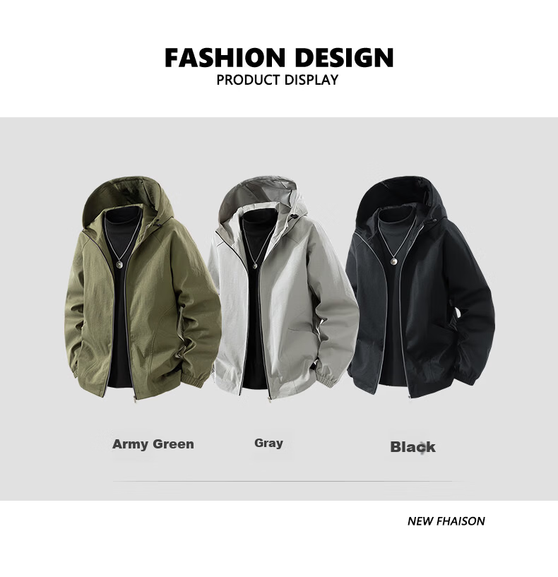 Top Youth Men's Spring Autumn Tactical Jacket Plus Size Casual Sports Loose Hooded Jacket Gray XL 2