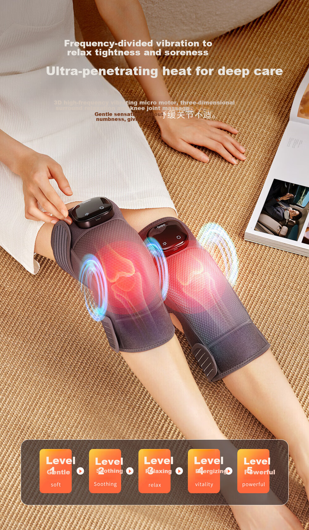 Breo X2 Heated Knee Massager Vibrating Knee Joint Massager Warm Knee Wrap for Cycling Elderly Cold Relief Windproof Gift for Parents and Seniors 4