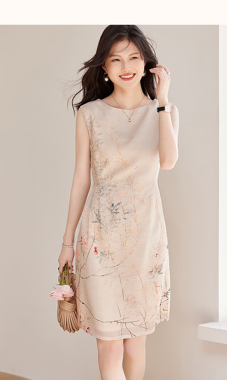 Dme [Gentle Weather Forecaster] Spring And Autumn Chinese-Style New Elegant Floral Print Sleeveless Vest Dress, Slim-Fit Women's Dress 12