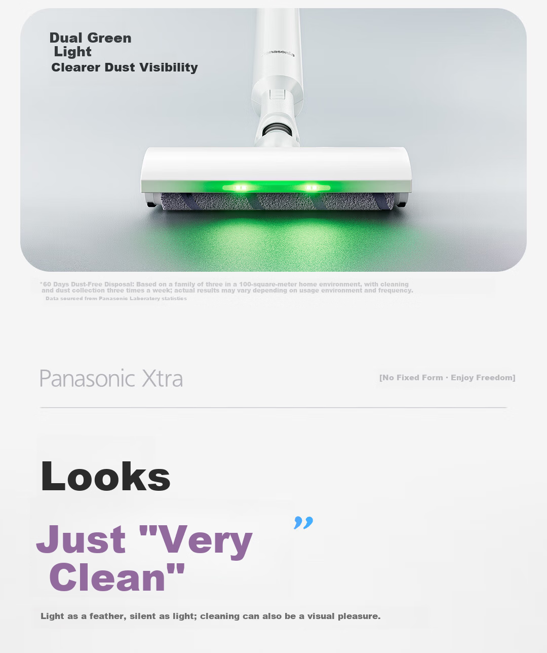 Panasonic Xtra Zero Zero Cordless Vacuum Cleaner Automatic Dust Collection Home Powerful Handheld Green Light Dust Detection Pet Hair Removal MC-KAX1W [60 Days No Trash Emptying] 4