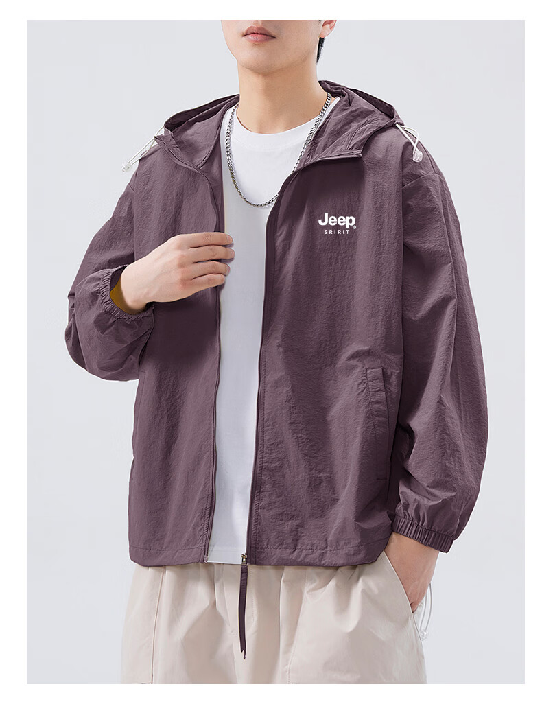 JEEP SPIRIT Men's Summer New Ice Silk Lightweight Sunscreen Jacket Large Size Men's Clothing Coat ZH7777 Cement Gray 4XL 48