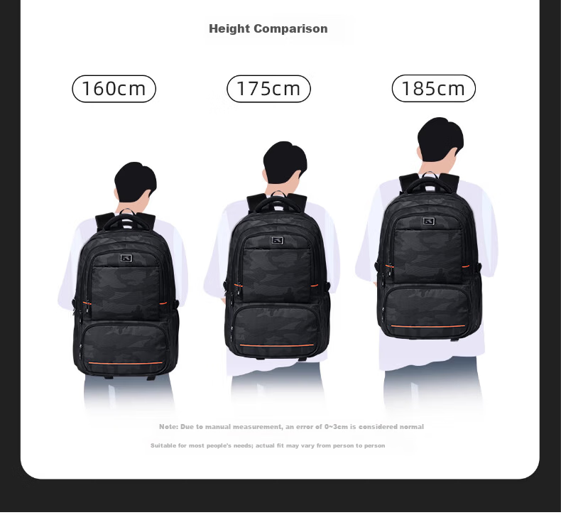 361° High School Student Backpack Large Capacity Water-Resistant Camouflage Black Travel Shoulder Bag for Middle and University Students 16