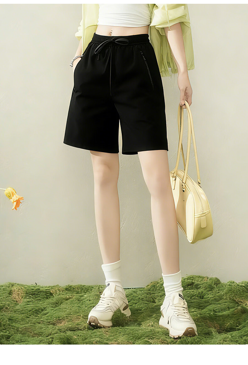 Borui Quick-Dry Lightweight Women's Shorts Summer 2026 New Small Size Sweat-Absorbing Breathable Cargo Shorts Black L 24
