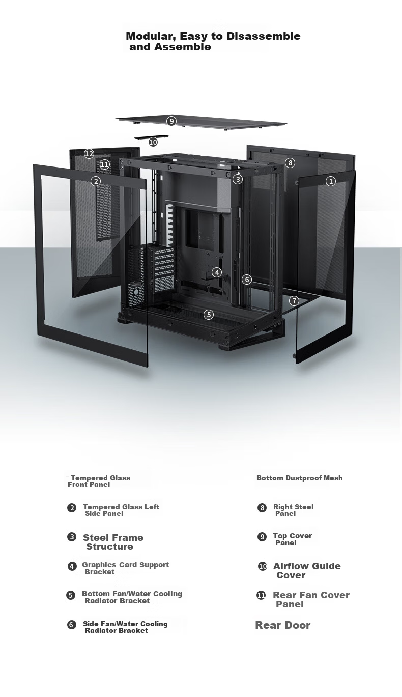 PHANTEKS NV9 White Frameless Full-View Seaview Computer Case (Dual 420/480 Water Cooling, EATX/SSI-CEB, ARGB Dual Channel Lighting Control, Type-C) 25