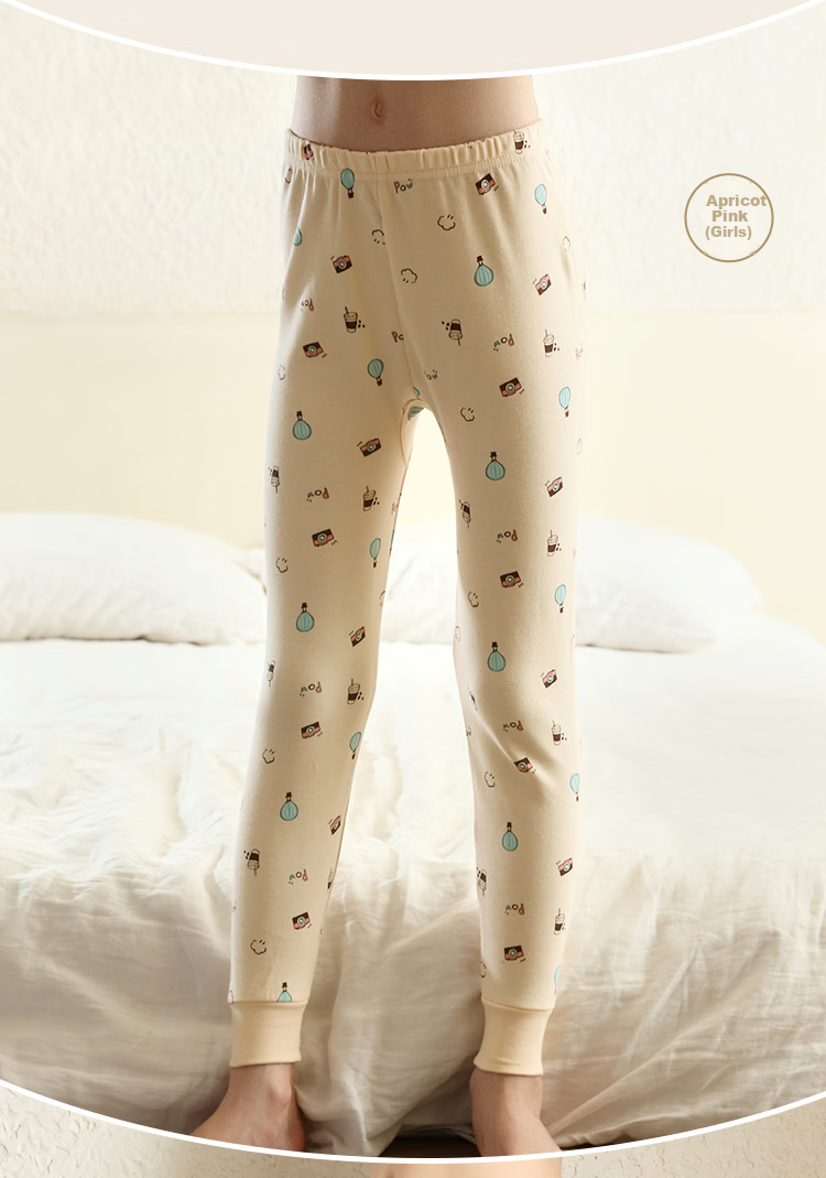Hodohome Children's Cotton Thermal Pants Girls' Warm Cotton Underwear Sleepwear 198 Chen Sha Pink Size 120 7