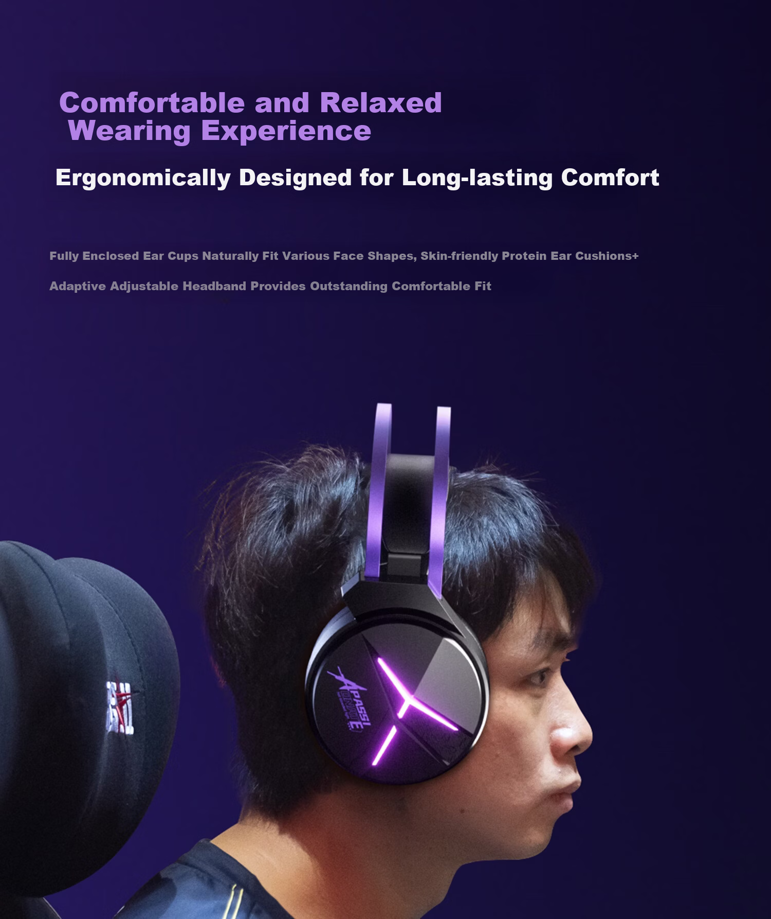 Taidu THS319 Extreme Electric 2.4G Wireless Bluetooth Wired 7.1 Virtual Surround Sound Four-Mode Over-Ear Gaming Headset Black Purple 8