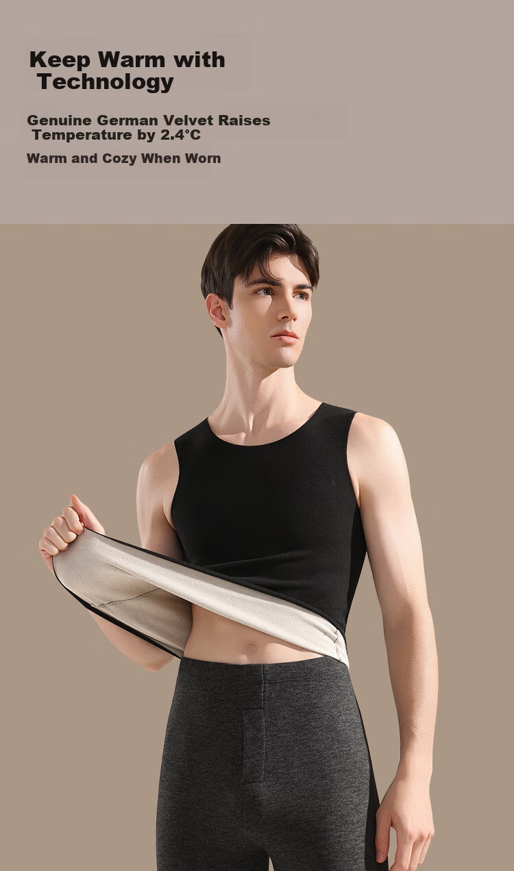 MiiOW 2-Pack Men's Thermal Vest with Goose Down and Tencel, Seamless Thickened Base Layer Top 5