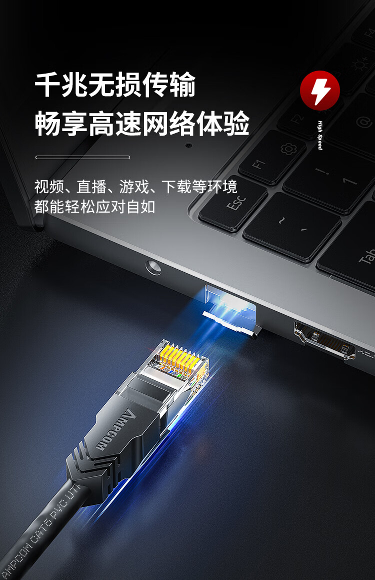 AMPCOM Cat6A 1.5m Slim Ethernet Cable, 10Gbps Unshielded Network Patch Cable for Router, Computer, Server Rack, Gray AMC6A015GY 4