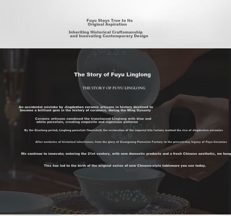 Fuyu Ceramics Jingdezhen High-Temperature Plate Set Exquisite Porcelain Tableware Home Use 2025 New Qing Glaze Jade Peony Vegetable Plates 6-Piece Set 5