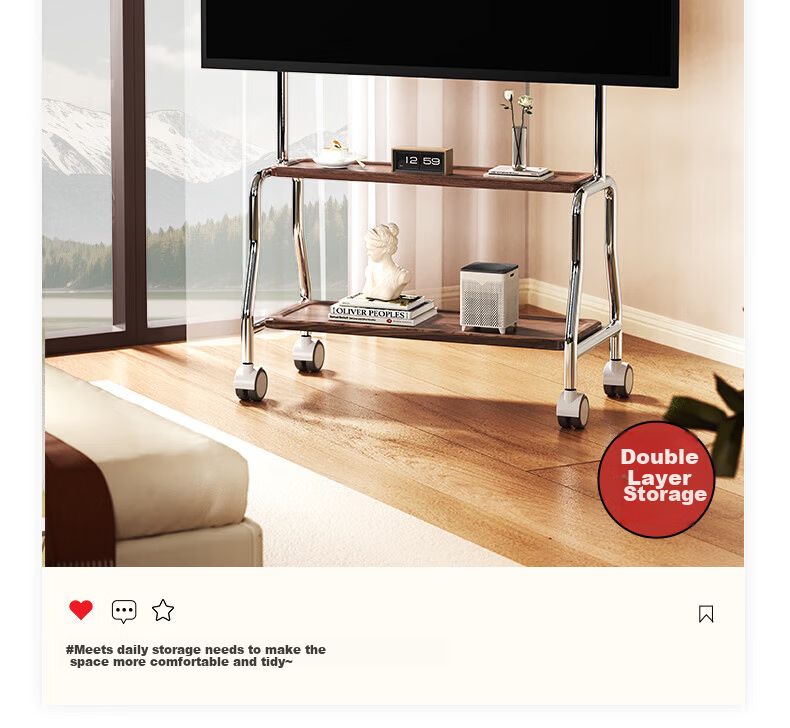 Kaiqi 32-75 Inch Mobile Stainless Steel TV Stand Art Floor Mount for Hisense TCL Thunderbird Huawei Smart Screen Xiaomi and More 13