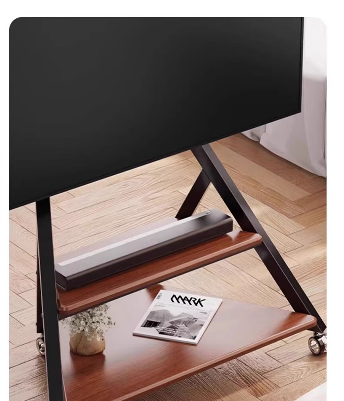 CABTE 55-86 Inch TV Art Mobile Stand Floor TV Cart Multi-Brand Universal TV Mount Mobile TV Cabinet Rack 8