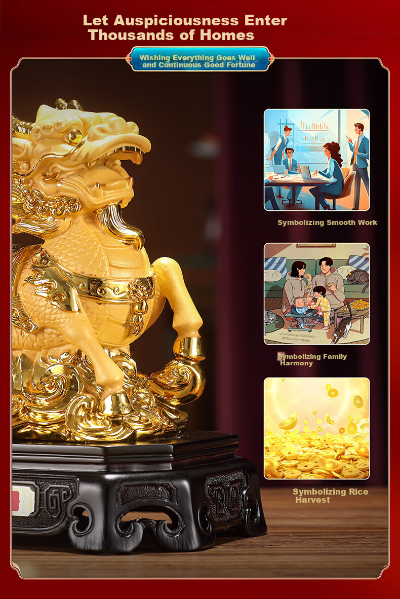 Lizhi Yuan Wealth-Attracting Qilin Figurine Ornament Office Desktop Decoration Living Room Cashier Desk Lucky Charm 10