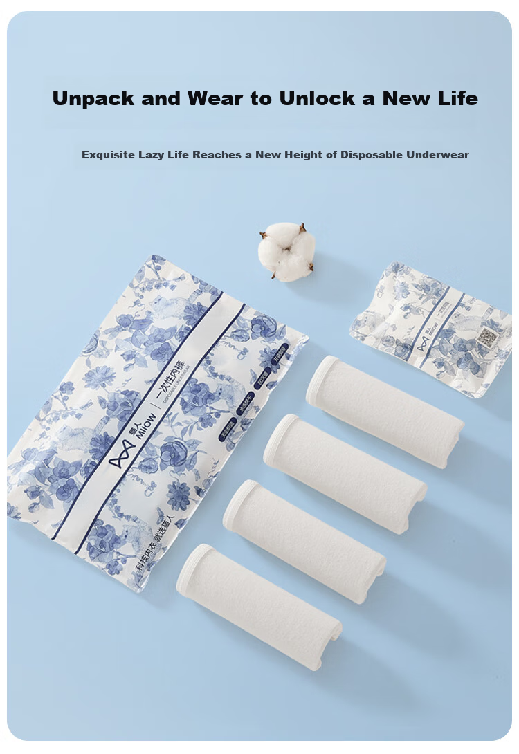 MiiOW Disposable Women's Underwear 100% Cotton Daily Sterilized No-Wash Maternity Menstrual Travel 5-Pack 4