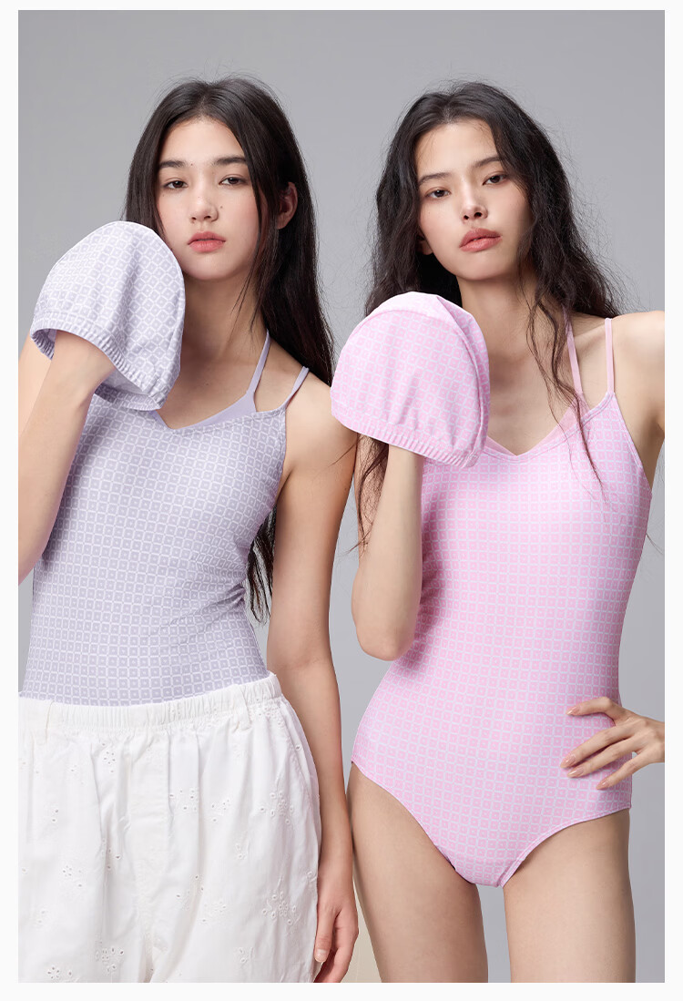 Keep Women's One-Piece Triangle High-End Two-Piece Style Swimsuit for Hot Springs Swimming 400 Purple XL 9