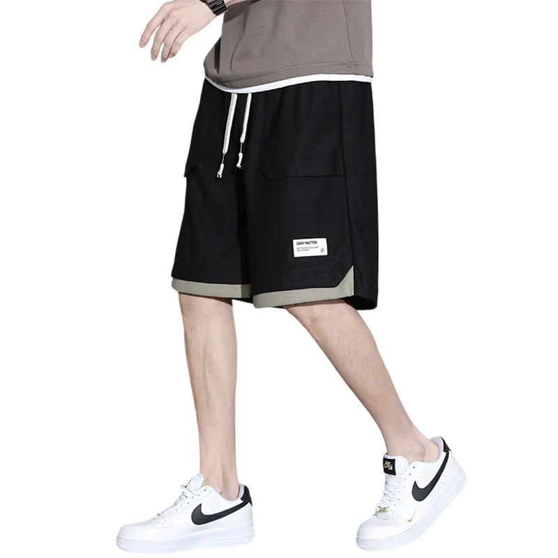 MARK FAIRWHALE Men's Casual Summer Lightweight Loose Fit Student Sports Ice Silk Five-Point Shorts Beige M