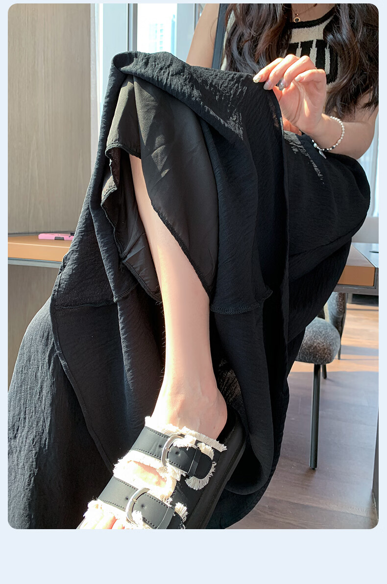 Borui Ice Silk Wide-Leg Pants Women's Summer Thin 2026 New Skirt Pants Textured Milk Fabric Yamamoto Chiffon Trousers 8