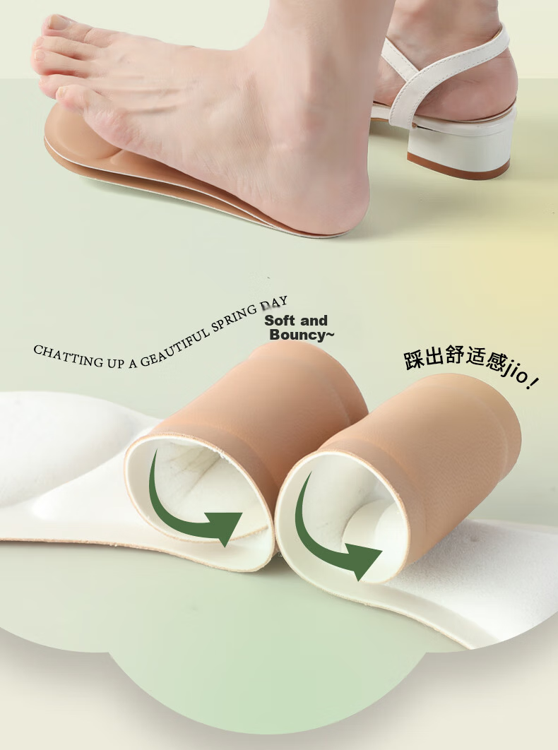 FOOTOPPO Summer Anti-Slip Sweat-Absorbing Self-Adhesive Soft Forefoot Insoles for Sandals, Seven-Point Insoles, High Heels, Long Standing 7