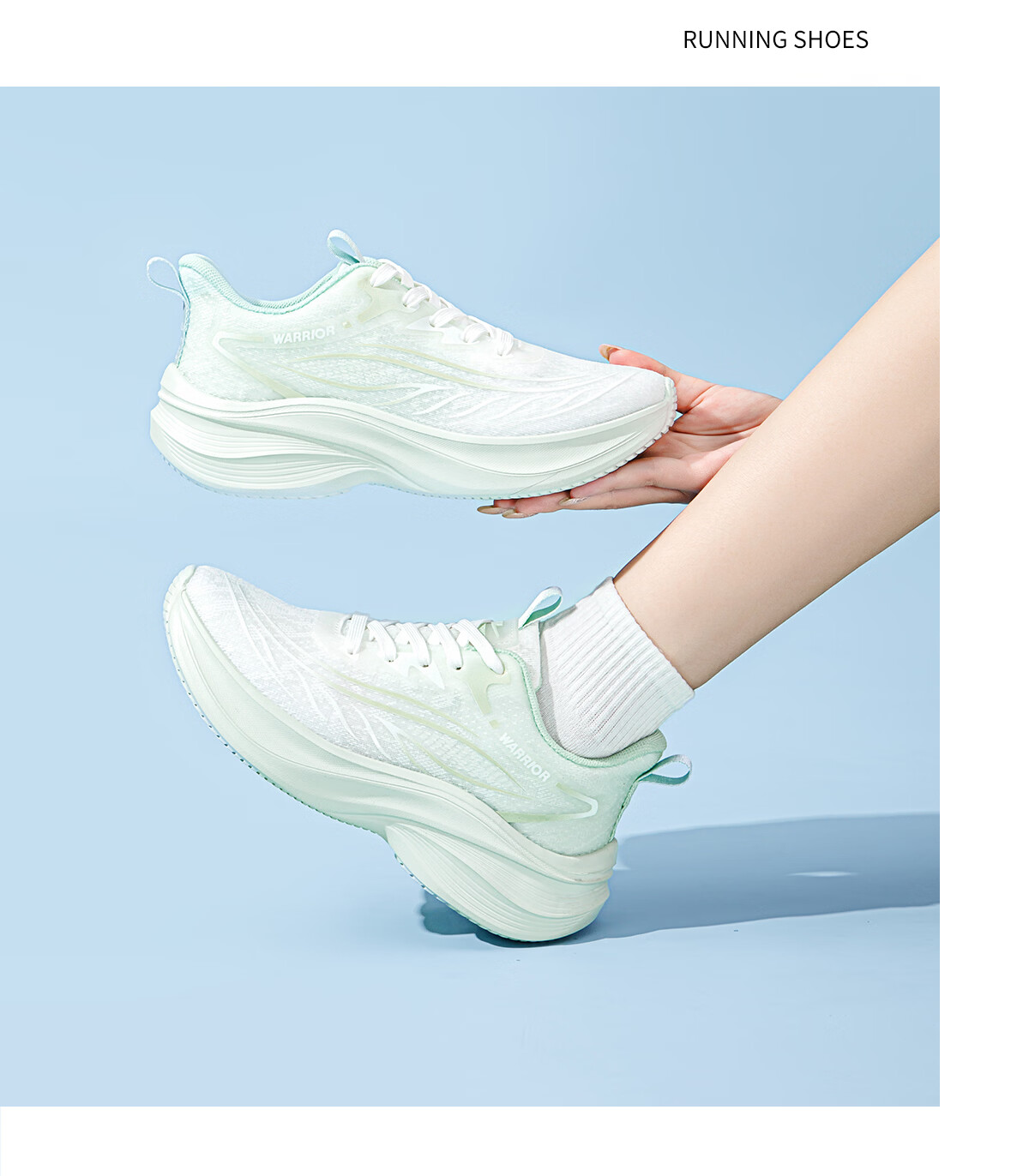 Warrior Women's Sports Shoes Spring New Lightweight Soft Sole Casual Running Shoes Shock Absorption White Green Size 38 17