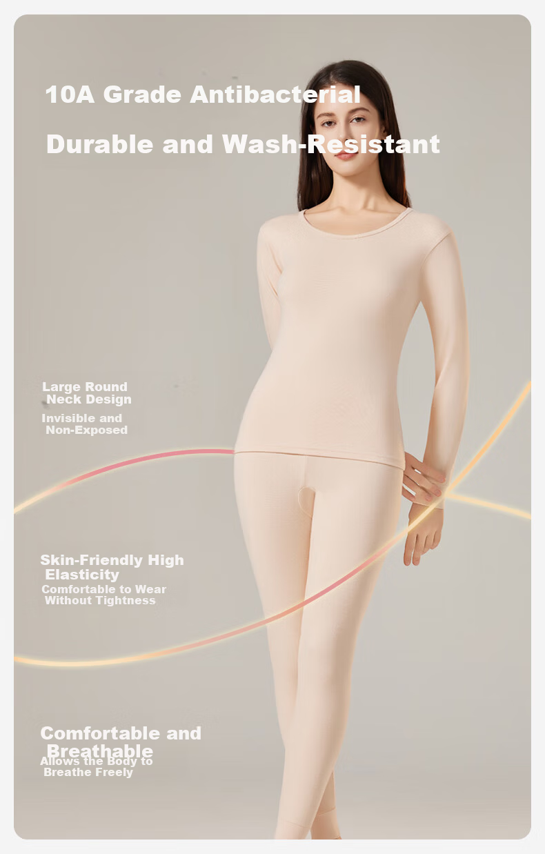 Urban Beauty 100% Cotton Thermal Underwear Set for Women Autumn Top and Bottom Thin Winter 10A Antibacterial Anti-Mite Anti-Static 3
