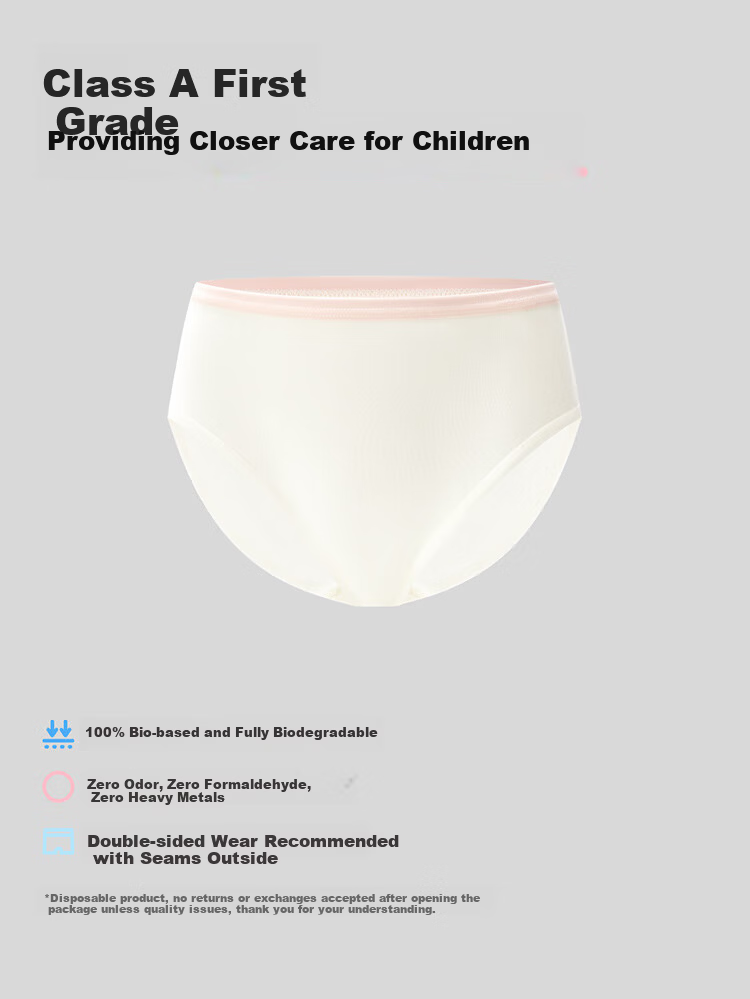 HeyBetter Kids Disposable Underwear Wash-Free Sterilized Individually Packaged Girls 10-Pack - Pink Trim Soft White Size 140 7