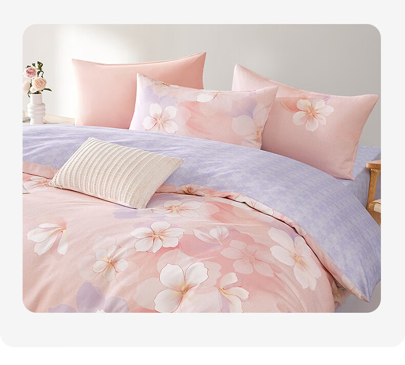 Boyang Home Textile 4-Piece Cotton Bedding Set 100% Cotton Duvet Cover Sheet Full Cotton Quilt Cover for 1.8m Bed Qinghe Yue Blue Home Store 3