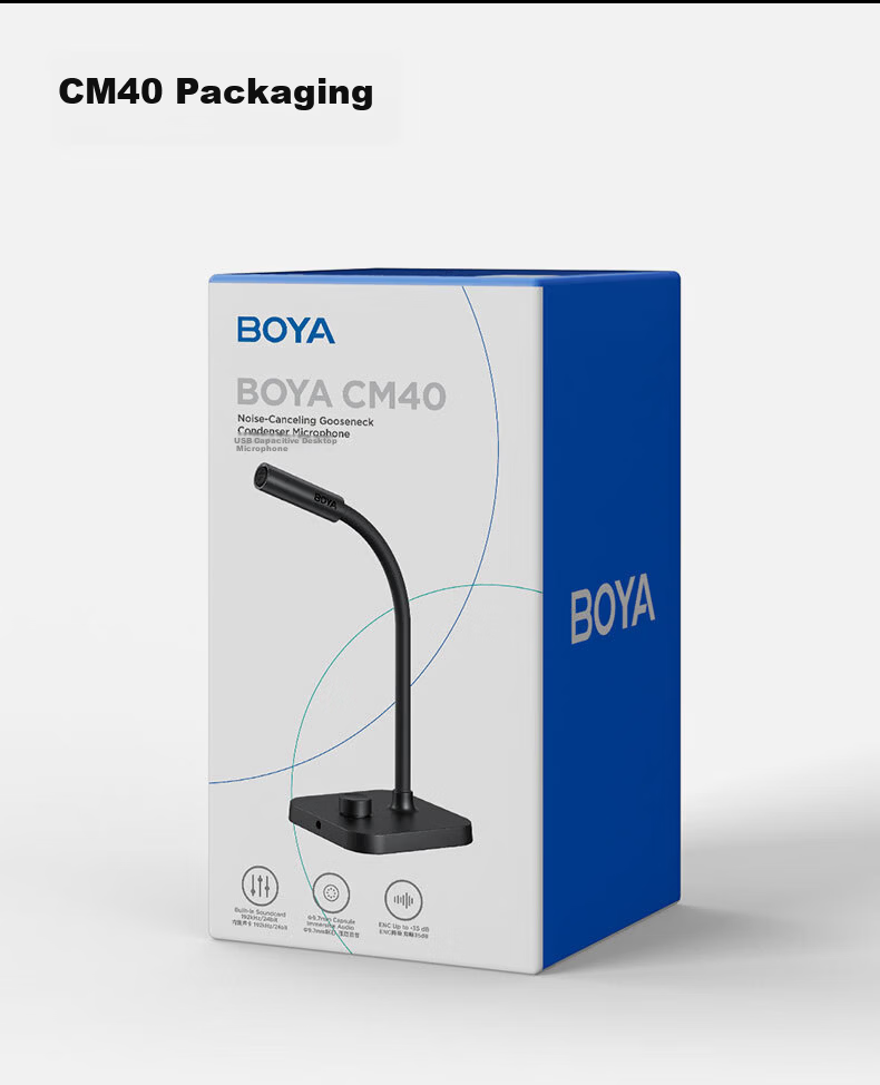 BOYA CM40 Desktop USB Condenser Microphone for PC Laptop, Noise-Cancelling Mic for Video Conferencing, Gaming, Live Streaming, Recording, and Voiceover 11