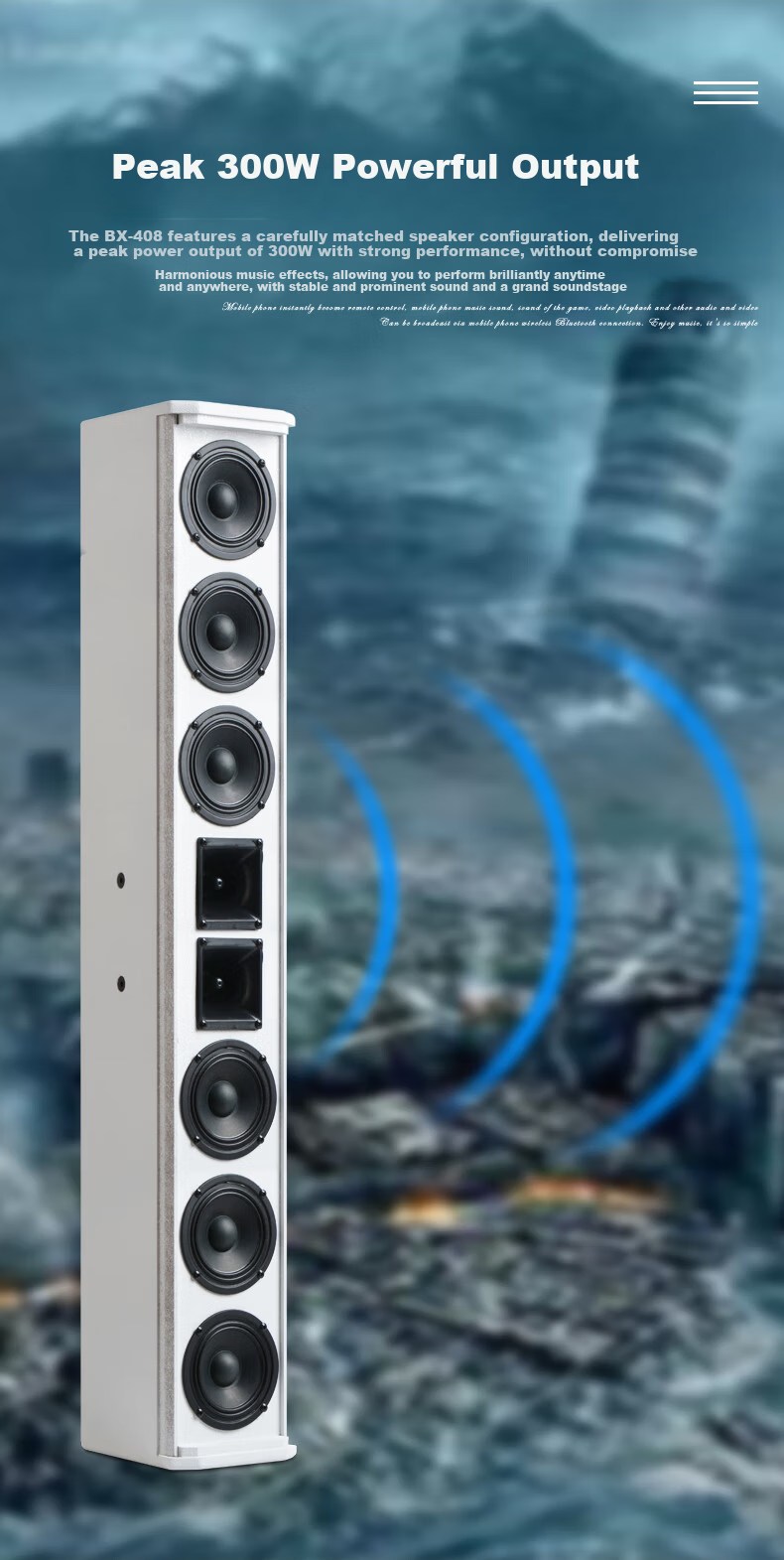 SHILE BX-408 White High-End Conference Wall-Mounted Column Speaker Multifunctional Exhibition Hall Large Conference 150W Passive Speaker Pair 6