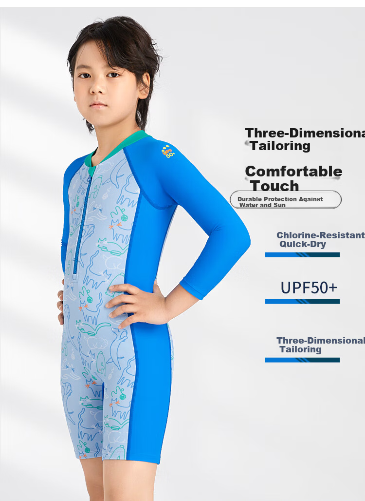 Arena Kids Long Sleeve One-Piece Swimwear Comfortable Sun Protection Chlorine Resistant Cute Children's Swimwear 7