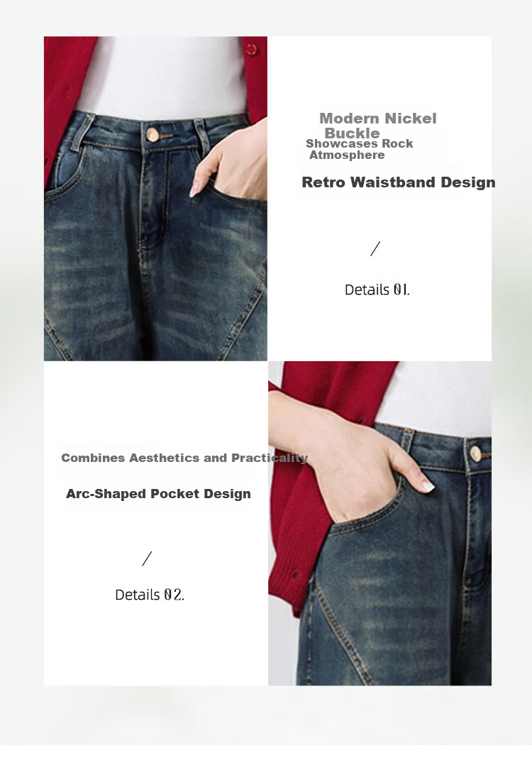 Chushen Women's Spring and Autumn High Waist Slim Straight Vintage Denim Jeans S51N063 14