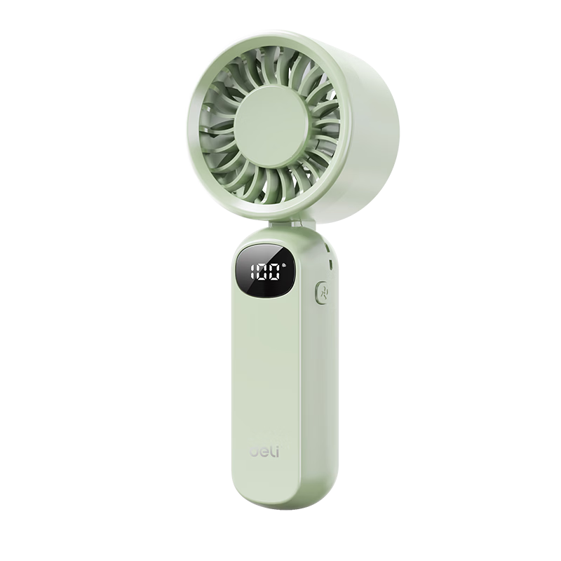 Deli Handheld Foldable USB Desktop Fan Portable Cooling Fan for Dorm Bed Long Battery Life Children's Day Gift - Green