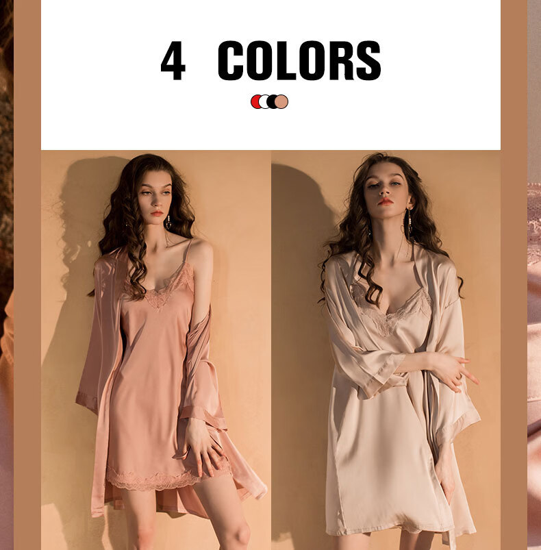 BONAS Premium Pure Style Ice Silk Women's Nightdress Imitation Silk Sexy Camisole Sleepwear Gift Box Packaging for Girlfriend 3