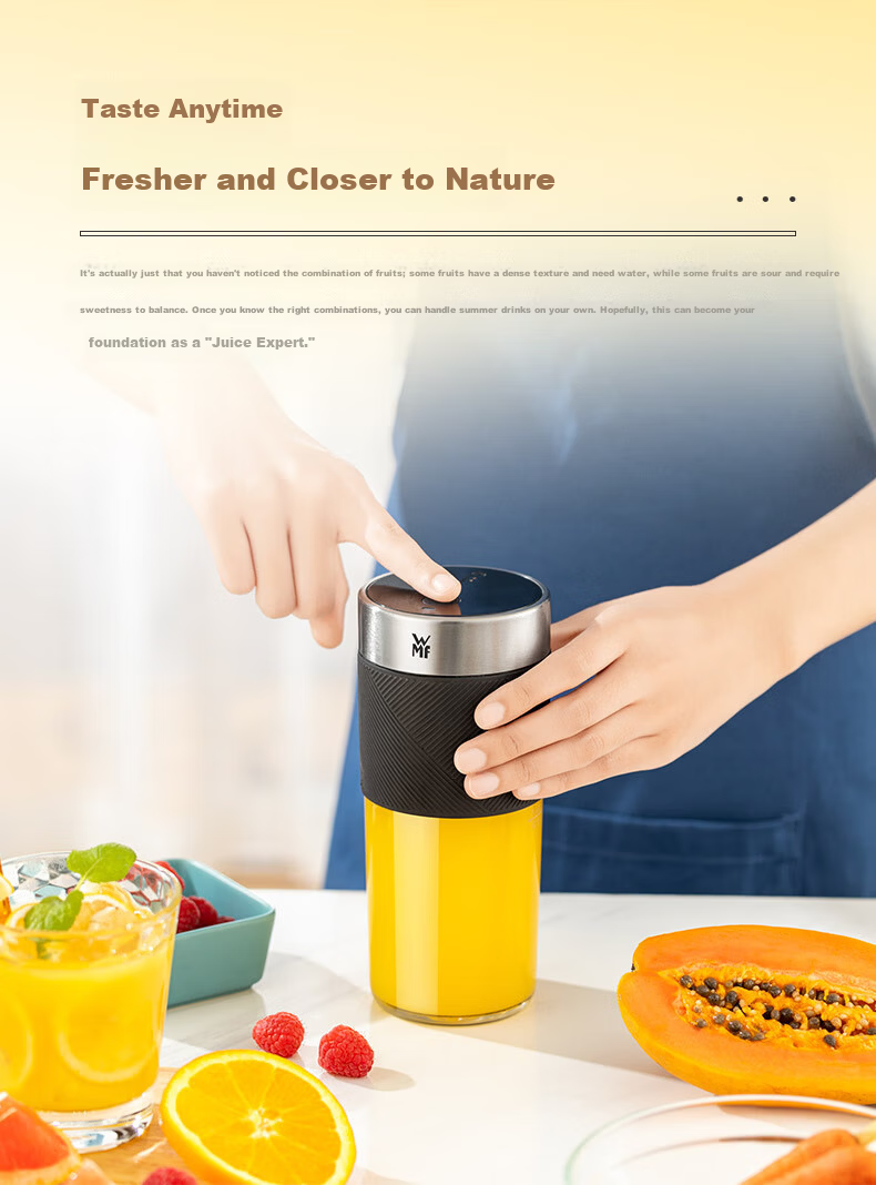 WMF Portable Juicer Multifunctional Home Small Wireless Charging Mini Blender Cup Portable Mixing Cup (Classic Black) 4
