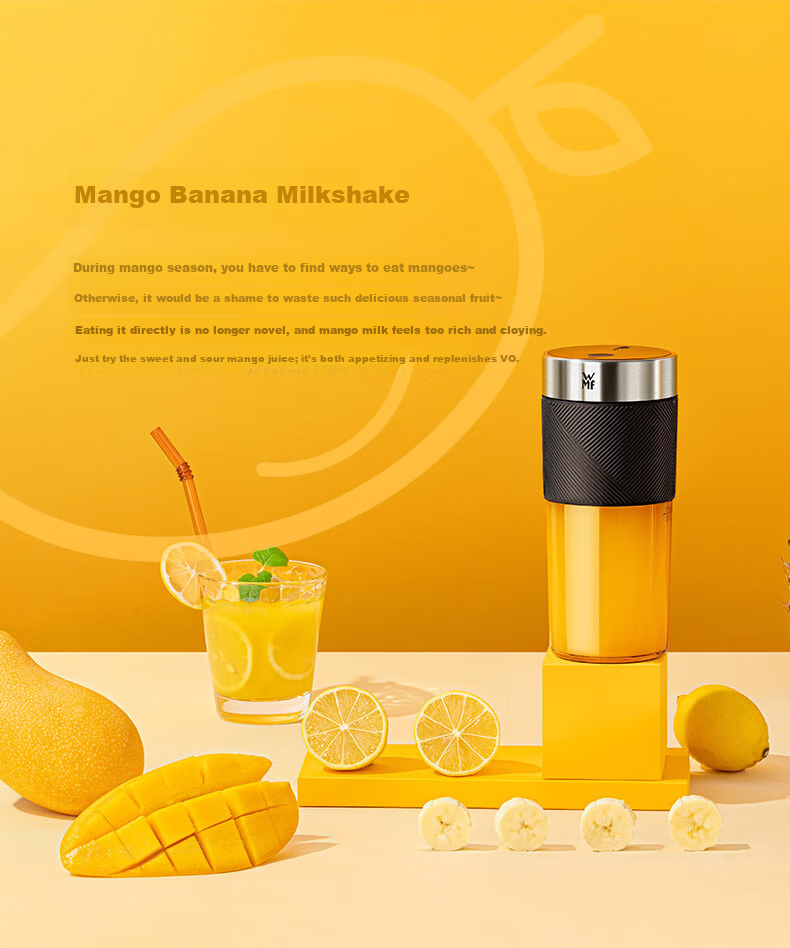 WMF Portable Juicer Multifunctional Home Small Wireless Charging Mini Blender Cup Portable Mixing Cup (Classic Black) 13