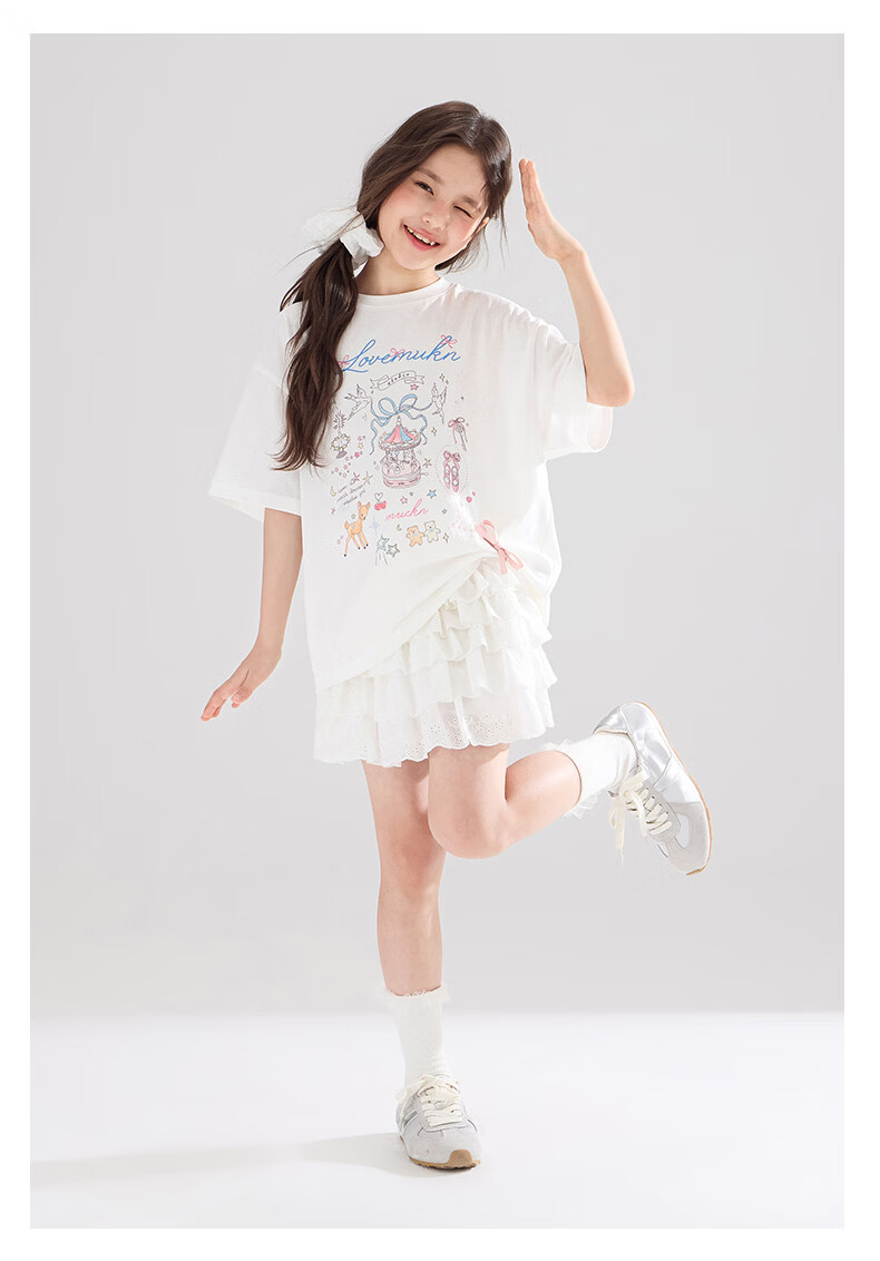Mucmukn Wish Fairy Snowflake Soft Cotton Loose Hand-Painted Print Short Sleeve T-Shirt Summer Girls' Tee New 18